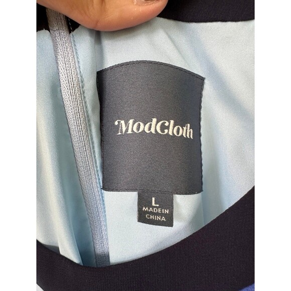 Modcloth Peachy Queen Color Block Stripe Hi Low Chiffon Flowy Fairy Dress L - Picture 5 of 7